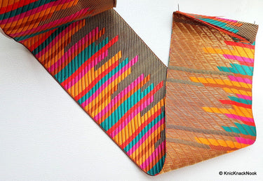 Orange, Red, Green, Brown And Gold Thread Embroidery Trim